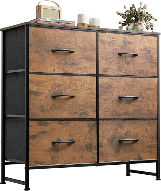 WLIVE 6 Drawer Dresser for Bedroom, Fabric Double Dresser, Storage Tower
