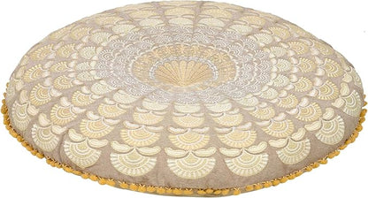 Mandala Life ART Bohemian Floor Cushion Cover –Luxury, Artisan Room Décor Pouf Case for Meditation, Yoga, and Boho Chic Seating Area Floor Pillow – Accent Your Living Room, Bedroom, More