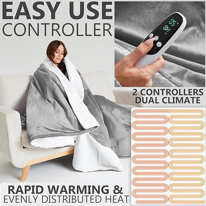 Heated Blanket Electric Luxurious Fleece King Blanket, 9 Heat Settings & 12H