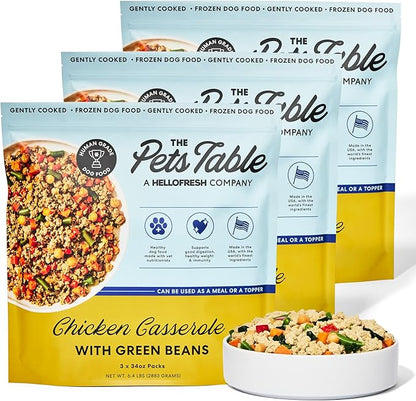 The Pets Table Human-Grade Chicken Casserole Fresh Dog Food, Dog Food Topper or Complete Meal, 9 Count of 34-oz Pouches, 19lbs