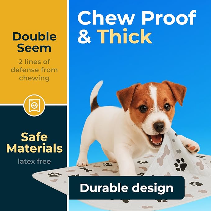 Washable Pee Pads for Dogs - Waterproof Reusable Puppy Pads with Anti-Slip Backing, Pet Training Pad for Puppy Playpen, Crate, Whelping Box, Potty Training (Pack of 2 - 41x41)