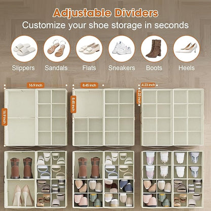 2 Pack Shoe Organizer for Closet, Foldable Shoe Storage Organizer