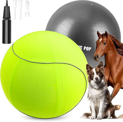 25" Herding Ball for Dogs & Horses with Green Nylon Cover, for Australian Shepherd Training Toy, for Medium & Large Pets Outdoor Play & Exercise