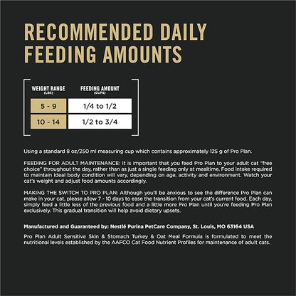 Purina Pro Plan Sensitive Skin and Stomach Dry Cat Food Turkey and Oat Meal Formula - 12.5 lb. Bag