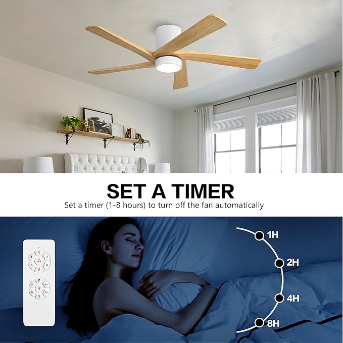 WINGBO 54 Inch Flush Mount DC Ceiling Fan