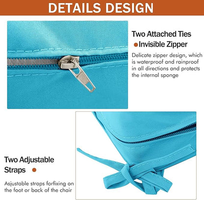 4 Pack Outdoor Chair Cushions 19 x 19 Inch Waterproof Patio Chair Cushions with Tie 5 Year Color Fastness Thick Outdoor Seat Cushion for Garden Lawn Patio Furniture Teal