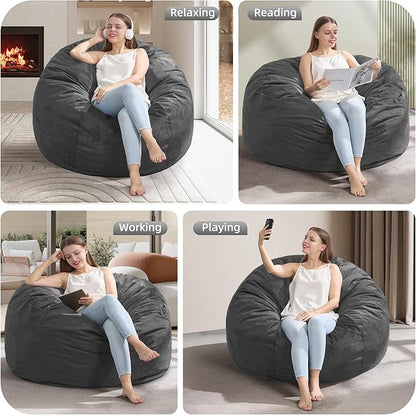 Hobestluk 3FT Bean Bag Chair Giant Bean Bag Chairs for Adults Large Bean Chairs with Removable Cover, Beanbag Chair with Filler, Adult Bean Bag Chairs for Living Room, Bedroom