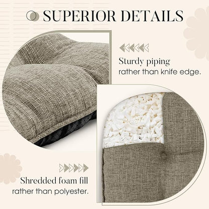 Basic Beyond Chair Cushions for Dining Chairs 4 Pack, Dining Seat Cushions with Ties and Non Slip Backing, 15.5 x 15.5 inches Tufted Kitchen Chair Pads (Khaki)