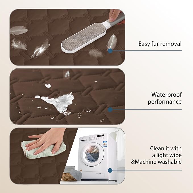 gogobunny 3X Stronger Waterproof Pet Blanket, Scratch Proof Furniture Protector for Dogs Cats, Reversible Cover 52x82 Inch, Dark Chocolate
