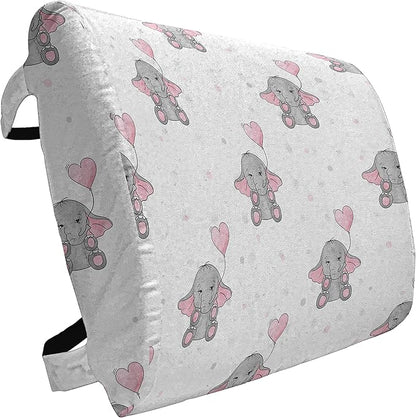 Ambesonne Animal Cartoon Lumbar Back Support Pillow, s Holding Heart Shaped Pink Balloons Girlish Design, High Density Foam for Office Chairs Car Seats, 14" x 13", Pink White