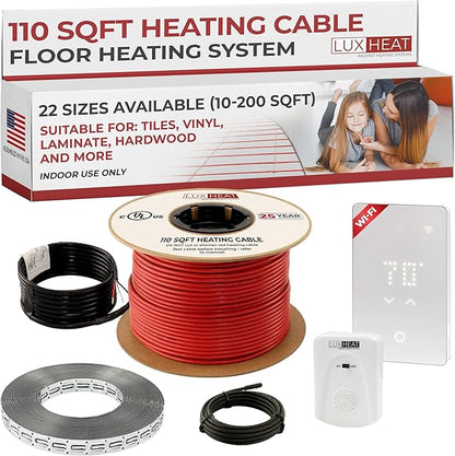 LuxHeat 110sqft Floor Heating Cable Kit - 120v Infloor Heating System -