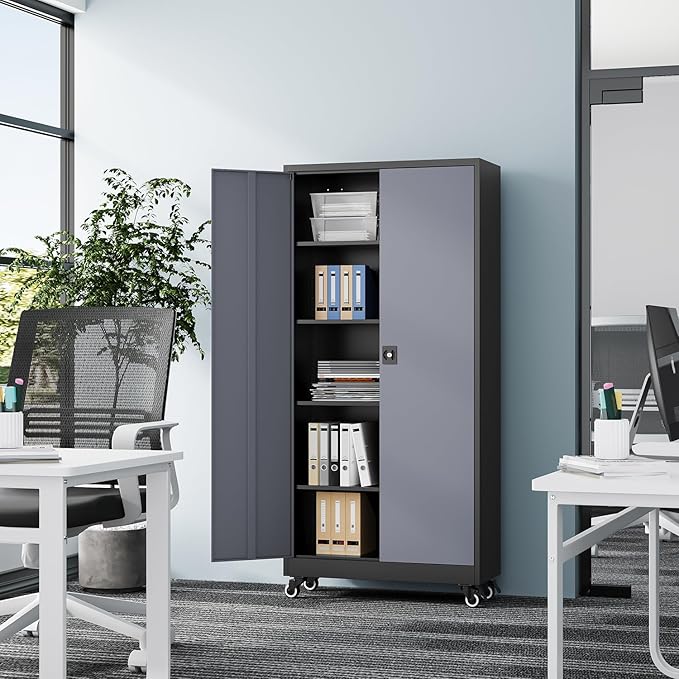Metal Rolling Storage Cabinet-74.6” Tall Steel File Cabinets