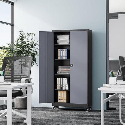 Metal Rolling Storage Cabinet-74.6” Tall Steel File Cabinets