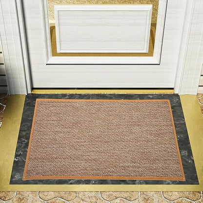 Non-Slip Kitchen Floor Mat Brown Linen Washable Entryway Rug with Rubber Backing Lightweight Indoor Outdoor Cushion for Living Anti-Skid Floor Pad for Elderly