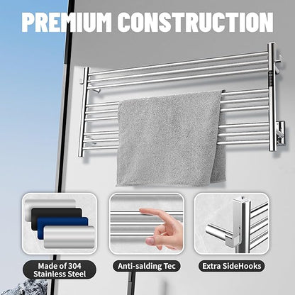 K&KALONZO Towel Warmer for Bathroom, Wall-Mounted 9-Bar Heated Towel Rack