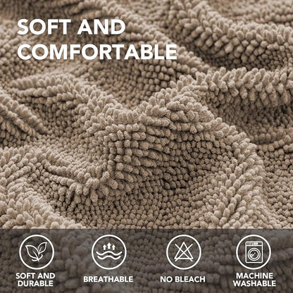 H.VERSAILTEX Non Slip Pet Couch Cover Chenille Dog Bed Protector Thick Soft Sofa Slipcover Pet Friendly Washable Couch Cushion Covers for Pets (68" x 82", Sand)