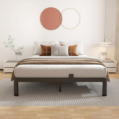 ROIL 7 inch Full Size Bed Frame with Round Corner Legs Mattress Retainers 3500LBS Heavy Duty Steel Slats No Box Spring Needed Platform Noise-Free Easy Assembly