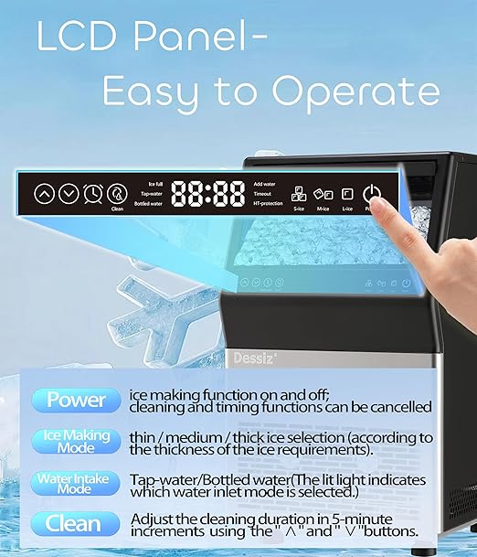 Commercial Ice Maker Machine, 100lbs/24H Stainless Steel 45pcs Under Counter
