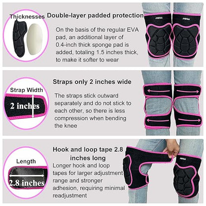 Men/Women Knee Pads, Garden Knee Cushion for Cleaning Floor, Waterproof Soft Knee Protector for Kneeling Crawling Work, Adjustable Flexible Foam Pad for Yard Tile Concrete for Christmas, Rose Red L. (1 Pair)