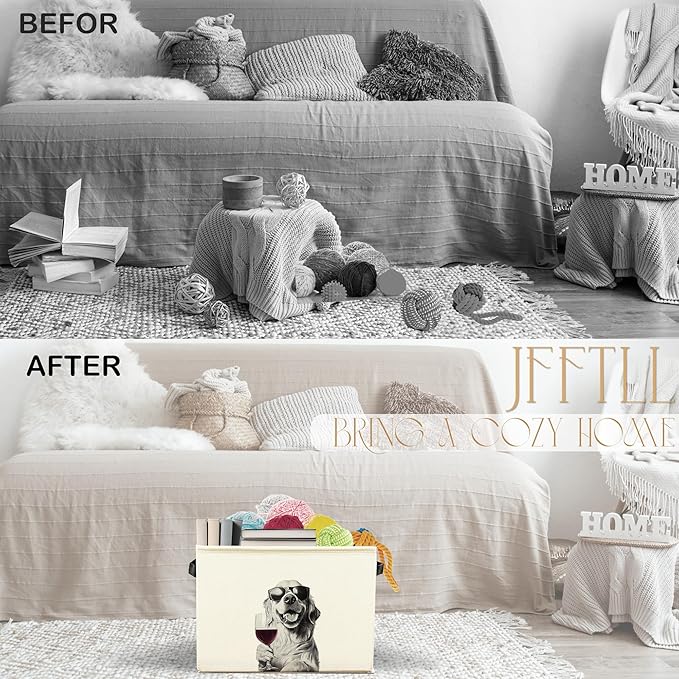 Funny Golden Retriever and Wine Dog Toy Basket, Golden Retriever Lovers Gifts Collapsible Pet Dog Toy Storage Bin Box Basket Organizer, Pet Supplies for Dogs