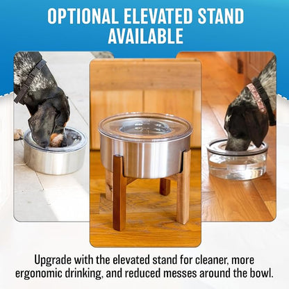 Tritan Plastic Dripless Water Bowl with Lid – Holds 1 Gal, Reduces Spills & Trails Up to 85%+, Water Bowl for Large Breed Dogs (51-85 lbs), The Original Slobber Stopper