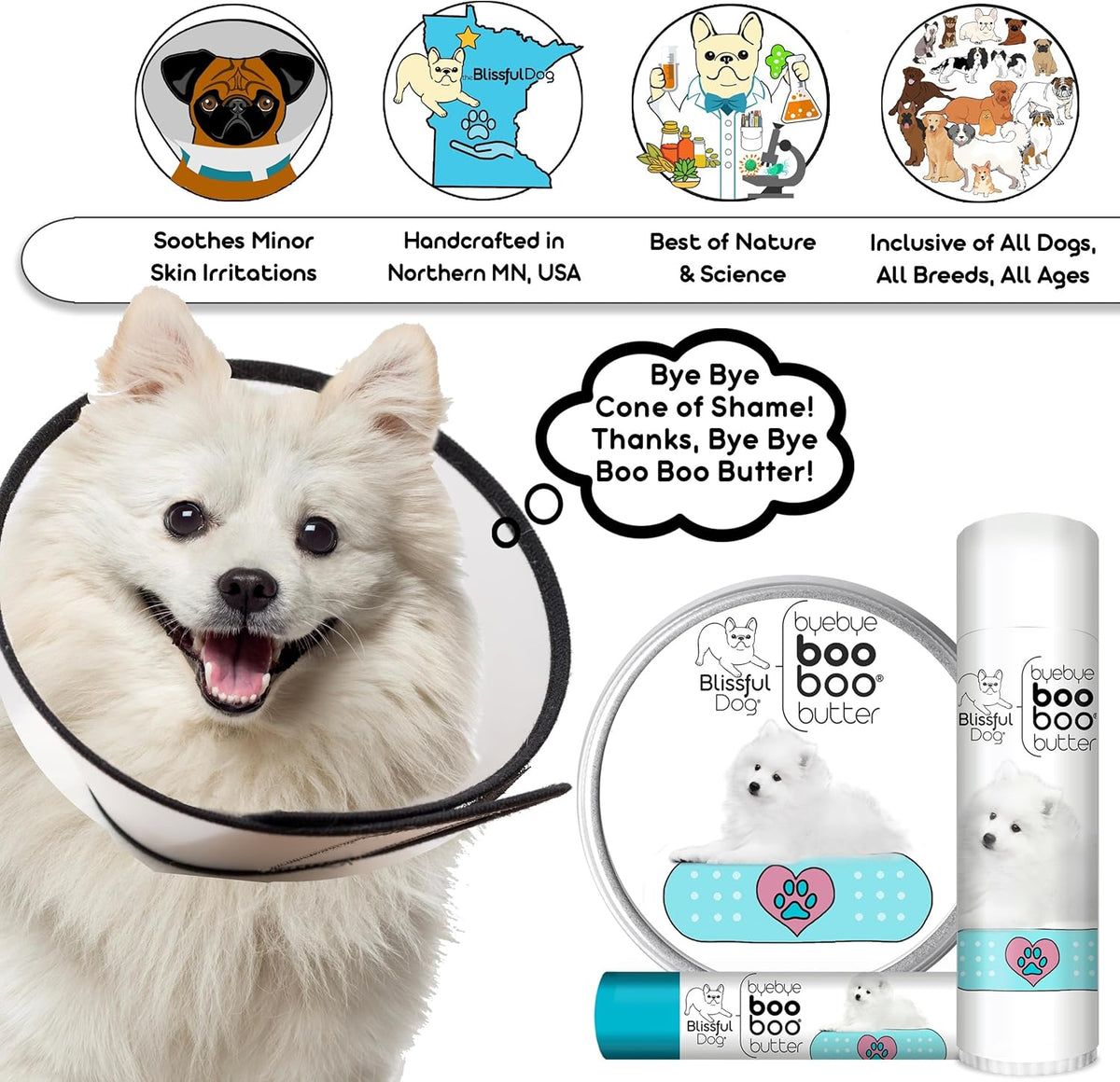 The Blissful Dog 2 oz TIN American Eskimo Booboo Butter