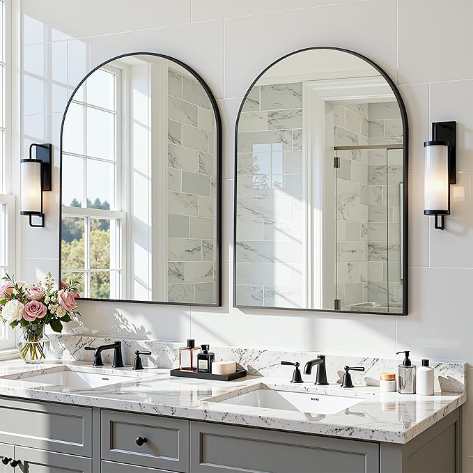 Arched Mirror 20"x30", Bathroom Mirror, Wall Mounted Vanity Mirror