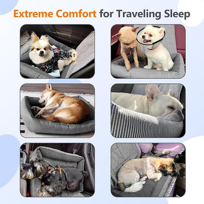 Dog Car Seats for Small Dogs, Detachable Soft Cotton Cushion, Comfort Pet Travel Dog Bed, Puppy Car Seat with Adjustable Secure Straps, Under 25lbs, Black