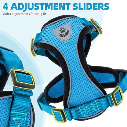 PUPTECK Cat Harness and Leash Set Escape Proof Reflective Cat Walking Harness Adjustable Soft Breathable Mesh Vest for Small Pets, Blue, M