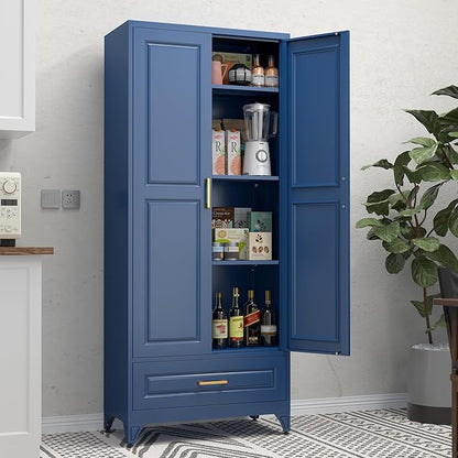 75" Tall Metal Storage Cabinet, Kitchen Pantry Storage Cabinets