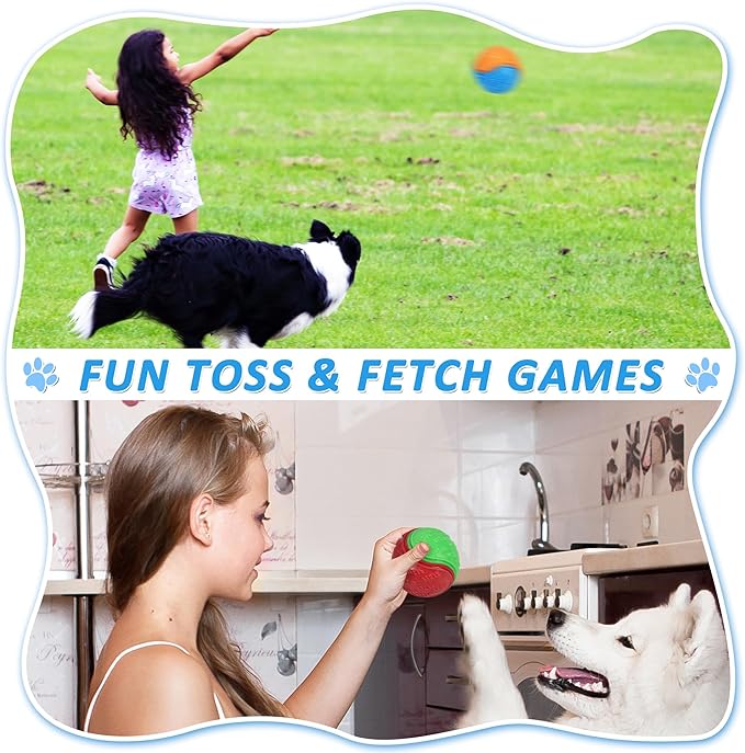 6Pcs Squeaky Dog Balls, Dog Toys Balls for Training, Tough Ball Toys for Dogs, Fit with Dog Ball Launcher, High Bouncy Dog Ball for Interactive Playing, Puppy Pet Chew Balls Teething Balls 2.5in