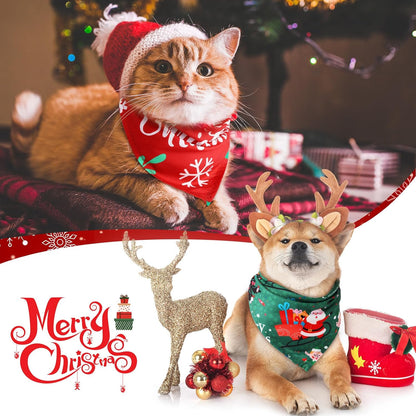 Abbylike 50 Pcs Christmas Dog Bandanas Bulk Xmas Bandanas for Dogs Triangle Kerchief Bibs Scarf Set for Pet Xmas Costume Photo Props Accessories Pet Shops Grooming, 25 Styles (25.6 x 17.7 x 17.7)