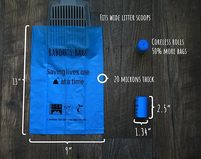 180 Biodegradable Poop Bags for Dogs, ⁣⁣⁣Cornstarch-Based Home Compostable Pet Waste Bags, Eco-Friendly Cat Litter Bags Refill, ASTM D6400⁣⁣ EN13432 Certified