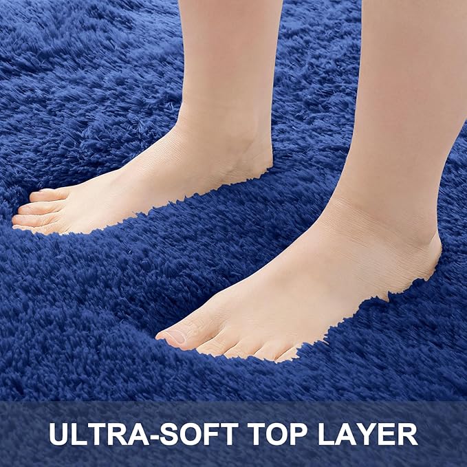 OLANLY 8x10 Machine Washable Large Area Rugs for Living Room, Bedroom, Soft Fluffy Shaggy Bedside Rug, Indoor Floor Carpet for Kids Girls and Boys, Dorms, Nursery, Home Decor Aesthetic, Navy Blue