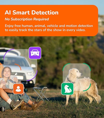 Sensforge 2.5K Solar Powered Outdoor Battery Camera, Smart AI Detection