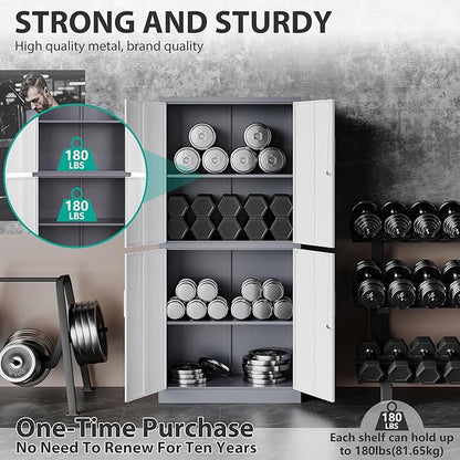 SISESOL Storage Cabinets With Doors And Shelves, Adjustable Layers