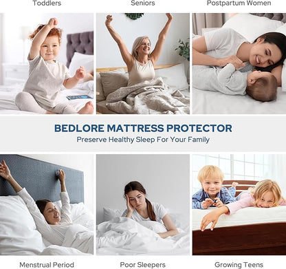 BEDLORE Waterproof Mattress Protector, Full Size Mattress Pad with Deep Pocket 6"-15" Depth, Soft Dirt-Proof Double Bed Mattress Cover for Bedroom, College Dorm, Hotel (Black)
