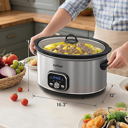 Sunvivi Slow cooker Pot 8.5 QT Programmable Stainless Steel Color :