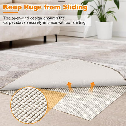 Songrey Non-Slip Rug Pad 6x9 FT, Extra Thick Carpet Pads for Hard Surfaces, Prevents Sliding and Secures Rugs, Provides Floor Protection with Comfort Cushioning