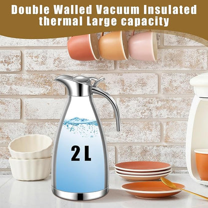 Uiifan 2 Pcs 68 oz Thermal Coffee Carafe Insulated Stainless Steel Coffee Carafe