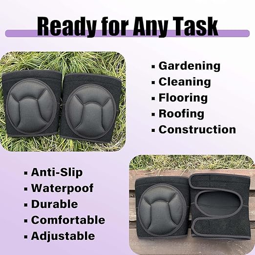Work Knee Pads for Cleaning Gardening, Adjustable Foam Kneepad with Elastic Straps for Scrubbing Floors, Crawling Knee Cushion with Soft Inner Liner for Housekeeping Weeding Planting for Christmas, Black XL
