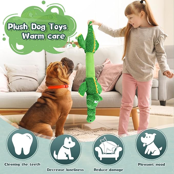 Dog Toys for Aggressive Chewers : Tough Interactive Tug of War Dog Toys-Squeaky Chew Toys for Small,Medium,Large Breed