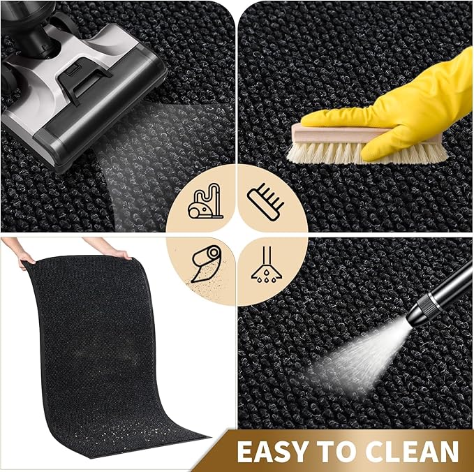 Yimobra Doormat Outdoor Indoor Entrance 36 x 17, All-Season All-Weather Front Door Mat, 100% Waterproof Welcome Matt for Floor Garage Outside Entry, Stain and Fade Resistant,Black Grey