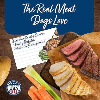 Blue Buffalo Blue's Stew Natural Wet Dog Food, Made with Natural Ingredients, Hearty Beef and Country Chicken Variety Pack, 12.5-oz Cans, 6 Count