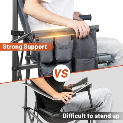 TIMBER RIDGE Oversized Heated Camping Chair for Outdoor Sports, High Back Padded Lawn Chair for Adults Support Up to 500lbs with Cup Holder, Side Pocket(Power Bank not Included)