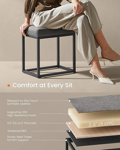 SONGMICS Home LUIZ Collection - Ottoman Footstool, Rectangle Ottoman, Vanity Chair Stool, Footrest, Reversible Top, Side Table, Max. Load 660 lb, Bedroom Living Room Entryway, Dove Gray ULOM079G01