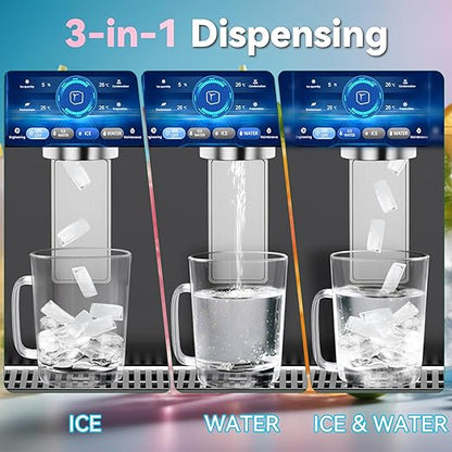 Nugget Ice Maker Machine Countertop, Ice/Water/Ice & Water Optional, 95LBS/24H