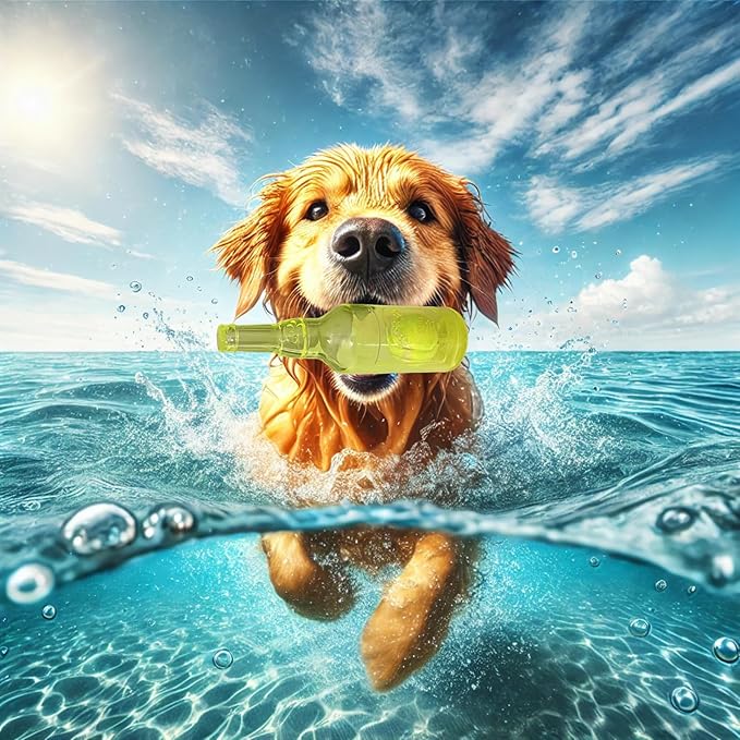 Wine Bottle Dog Toy, Fun Interactive Cute Squeaky Dog Toys with Tennis Ball Inside, Ideal for Large/Medium/Small Dogs to Fetch Games and Bonding Time, Not for Heavy Chewers, Large-Yellow