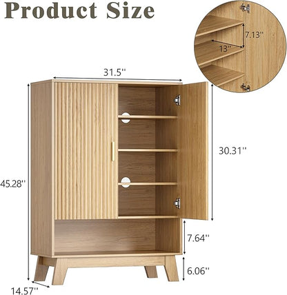 Shoe Cabinet Storage for Entryway, 5 Tier Fluted Shoe Storage Cabinet