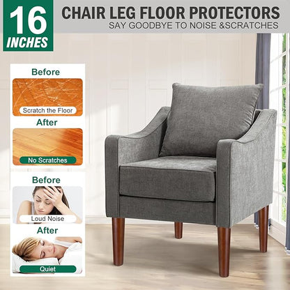FoDau770 Brown Rubber Wood Furniture Legs 16 Inches, Straight Tapered Wood Feet Mid Century Sofa Legs Set of 4, 5/16" UNC Furniture Feet for Cabinet Couch Dresser Chair Ottoman Table